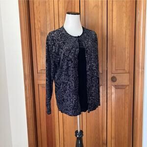 Kim Rogers Black Stretch Sparkly Pullover Top, Size L